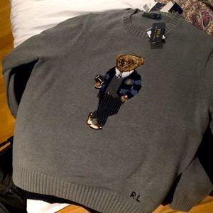 Polo Bear sweater grey size L NWT
